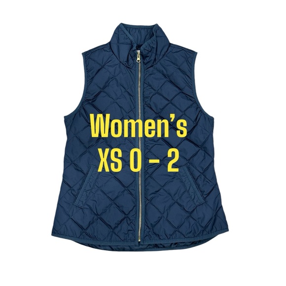 Women's Old Navy XS 0 - 2 Vest Quilted Jacket Coat Navy Blue Metal Zipper Winter - Picture 2 of 9